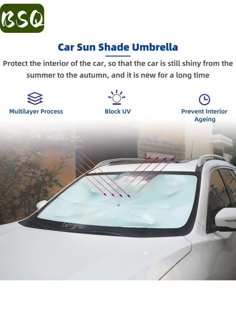 بي إس كيو مظلة شمسية للسيارة | مظلة شمسية قابلة للطي للزجاج الأمامي للسيارة - حماية من الأشعة فوق البنفسجية وعزل حراري | مظلة شمسية سهلة الاستخدام | حجم كبير - Image 4